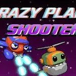 Sarjakuvamaiset lentävät koneet ja vihreät hirviöt tummalla taustalla tekstillä Crazy Plane Shooter