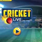 Mies sinisessä cricket-asussa valmiina lyömään, taustalla kirkkaat stadionin valot ja teksti Cricket Live
