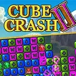 Värikkäitä ruutuja ja jalokiviä sisältävä peliruutu, jossa lukee Cube Crash II
