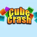 Kuution muotoisia, värikkäitä palikoita vaaleansinisellä taustalla, ja keskellä teksti Cube Crash