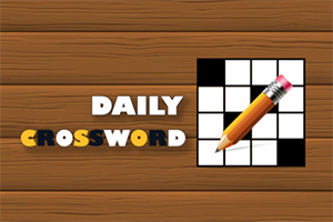 Puuhiilikuvioidulla taustalla on ristikkopeli, jossa näkyy sana DAILY CROSSWORD sekä lyijykynä