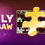 Tekstissä lukee Daily Jigsaw, ja vieressä on suurennettu palapelin palanen värikkäällä taustalla