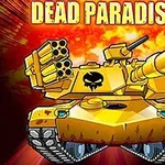 Keltainen panssarivaunu piirtotyylisesti esitettynä, taustalla punainen räjähdysmäinen kuvio ja yläosassa teksti DEAD PARADISE 3