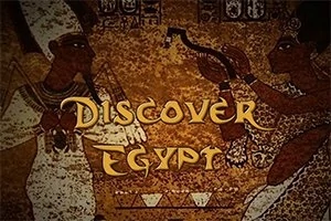 Muinaisegyptiläinen seinämaalaus, joka esittää kahta hahmoa ja tekstiä Discover Egypt