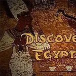 Muinaisegyptiläinen seinämaalaus, joka esittää kahta hahmoa ja tekstiä Discover Egypt