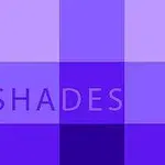 Violetinsävyinen ruudukko, jossa keskellä lukee SHADES