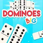 Domino-laattoja sinisellä taustalla, keskellä teksti Dominoes Big