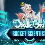 Vanha mies holografisilla käyttöliittymillä ja Rocket Scientist -teksti