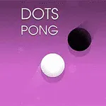 Violetilla taustalla kaksi pistettä, valkoinen ja musta, sekä teksti Dots Pong