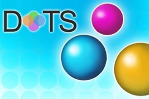 Kolme värikästä palloa sinisellä taustalla, vieressä teksti DOTS