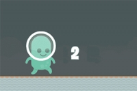Upea tasohyppelypeli 2D vihreällä alienilla