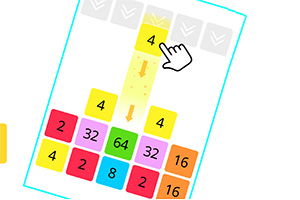 Käsin osoitettava sormi siirtämässä keltaista laattaa numerolla neljä värikkäiden numeroitujen laattojen joukossa