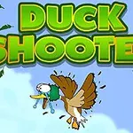 Aku Ankka lentää taivaalla räpytellen siipiään ja sen yläpuolella on vihreä teksti Duck Shooter