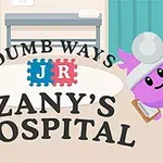 Animoituja, värikkäitä hahmoja sairaalaympäristössä sekä teksti Dumb Ways JR Zanys Hospital