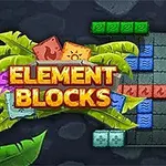Värikkäitä lohkoja eri symboleilla ja tekstillä Element Blocks trooppisten lehtien keskellä ruudukolla