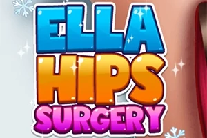 Värikäs Ella Hips Surgery -tekstilogo, jossa on sinisiä, oransseja ja pinkkejä kirjaimia