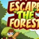 Sarjakuvamainen kuva, jossa on metsämaisema ja puuhahmo vihreässä asussa, sekä teksti Escape the Forest