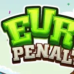Vihreällä ja valkoisella värillä kirjoitettu teksti EURO PENALTY, jossa O-kirjaimessa on jalkapallo