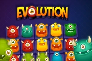 Värikkäitä yksisilmäisiä hirviöitä ruudukossa, jossa ylhäällä lukee EVOLUTION