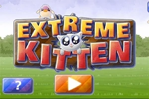 Keskellä kuvaa on kyltti, jossa on teksti EXTREME KITTEN, ja sen päällä on pieni lintu; alareunassa näkyvät sininen kysymysmerkki ja oranssi soittopainike