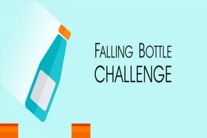 Piirros sinisestä pullosta, joka kaatuu vasten vaaleansinistä taustaa, ja teksti Falling Bottle Challenge