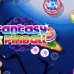 Värikäs pinball-pelimaisema, jossa lukee Fantasy Pinball tähtikuvioiden ja flipperiosien ympäröimänä