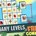 Pelilaudalla eläin- ja kasviaiheet, jossa on värikkäitä symboleita ja teksti MANY LEVELS FARM CONNECT