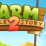 Värikäs piirros logosta, jossa lukee Farm Puzzle Story 2 puukyltillä sinistä taivasta vasten