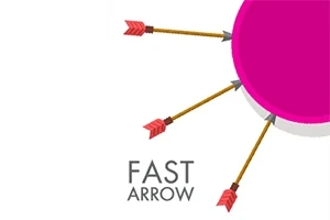 Vaaleanpunainen ympyrä, johon osuu kolme nuolta, ja teksti FAST ARROW