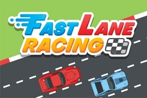 Kaksi autoa ajaa vierekkäin tiellä tekstin Fast Lane Racing alla