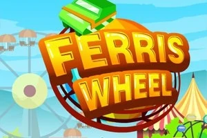 Kirkkain kirjaimin kirjoitettu Ferris Wheel -teksti, yläpuolella vihreä kirja, taustalla maailmanpyörä ja sirkusteltta