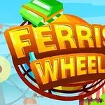 Kirkkain kirjaimin kirjoitettu Ferris Wheel -teksti, yläpuolella vihreä kirja, taustalla maailmanpyörä ja sirkusteltta