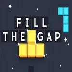 Tekstissä Fill the Gap mustalla taustalla, vaaleansiniset, vaaleanpunaiset ja keltaiset palikat ympärillä