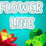 Tekstissä lukee Flower Line, ja sen alla on värikkäitä kukkakuvioita turkoosilla taustalla