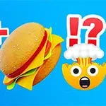 Colapullo, hampurilainen ja hämmästynyt emoji sinisellä taustalla