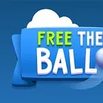 Sinisellä taustalla on lila teksti Free The Ball valkean pallon kanssa