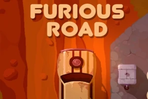 Auto ajaa ruskealla tiellä, taustalla teksti Furious Road