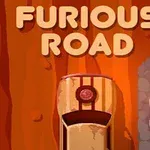 Auto ajaa ruskealla tiellä, taustalla teksti Furious Road