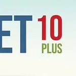 Tekstikuva, jossa lukee GET 10 PLUS sinisellä, punaisella ja vihreällä tekstillä vaalealla taustalla