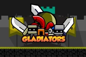 Sarjakuvamaisia ritareita ja miekkoja sisältävä logo, jossa lukee Gladiators
