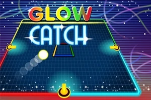 Neonvaloissa hohtava grafiikka, jossa lukee Glow Catch sinisellä taustalla, hehkuvien viivojen ja tähtikuvioiden keskellä