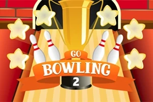 Kultainen pokaali keilojen ja tähtien kanssa, keskellä lukee GO BOWLING 2