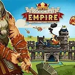 Goodgame Empire Viikinkisoturi seisoo linnan edessä, ja taustalla on lentäviä tulipalloja