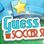 Tekstillä Guess the Soccer Star varustettu kuva, jossa on jalkapallo ja kultaisia tähtiä sinisellä ja vihreällä taustalla