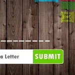 Puisella taustalla on katkoviiva ja tekstikenttä, jossa lukee Enter a Letter sekä vihreä SUBMIT-painike
