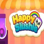 Värikäs kuva, jossa on kaksi juoma-automaattia ja keskellä teksti Happy Slushie sateenkaarella koristettuna