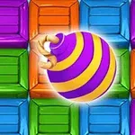 Värikkäät geometriset kuutiot ja violetti-keltainen pommi keskellä