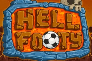 Kallopäällysteinen kivitaulu, jossa lukee HELL FOOTY jalkapallon kanssa