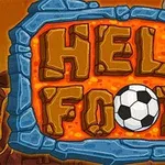 Kallopäällysteinen kivitaulu, jossa lukee HELL FOOTY jalkapallon kanssa