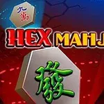 Kuva sisältää kolme mahjong-laattaa punaisella ja sinisellä taustalla, keskellä teksti HEX MAHJONG